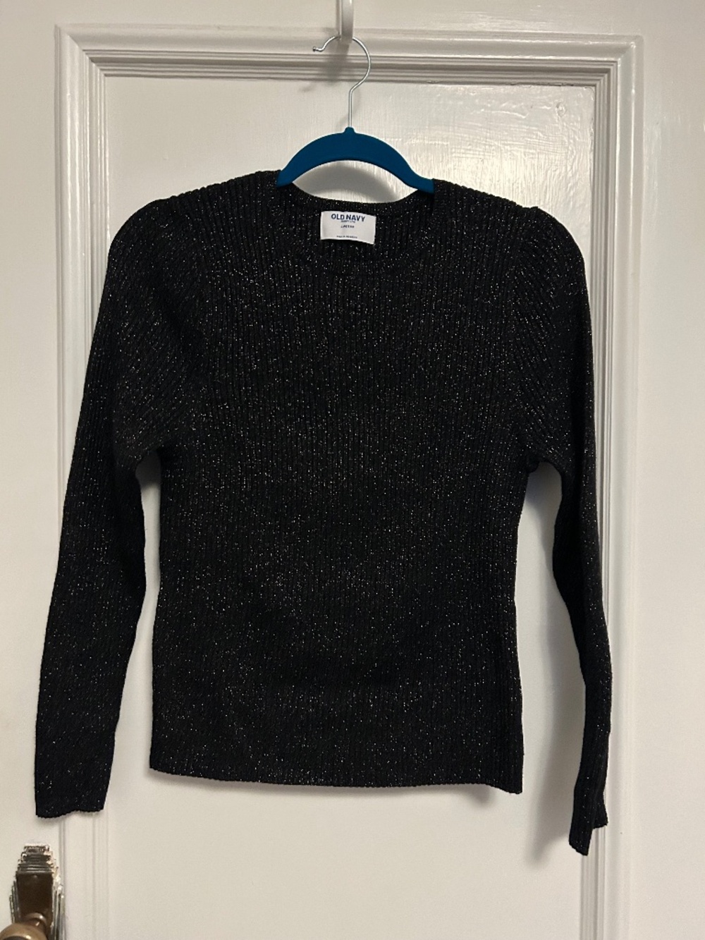 Old Navy Black Sparkle Ribbed Sweater Size Large Petite